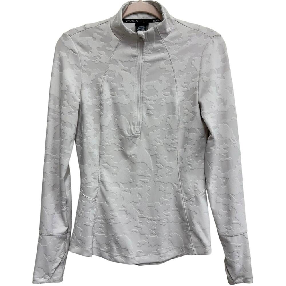 Spyder Active Women's Small Gray Camo Textured Quarter Zip Performance Pullover